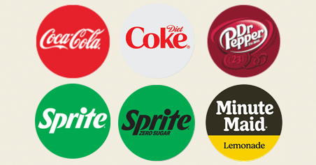 Coca Cola Products including: Coca-Cola, Diet Coke, Dr. Pepper, Sprite, Sprite Zero and Minute Maid Lemonade